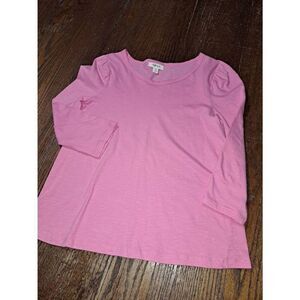 Size PM Style & Co Petite Pink Gathered Shoulder Round Neck Pullover Shirt Top